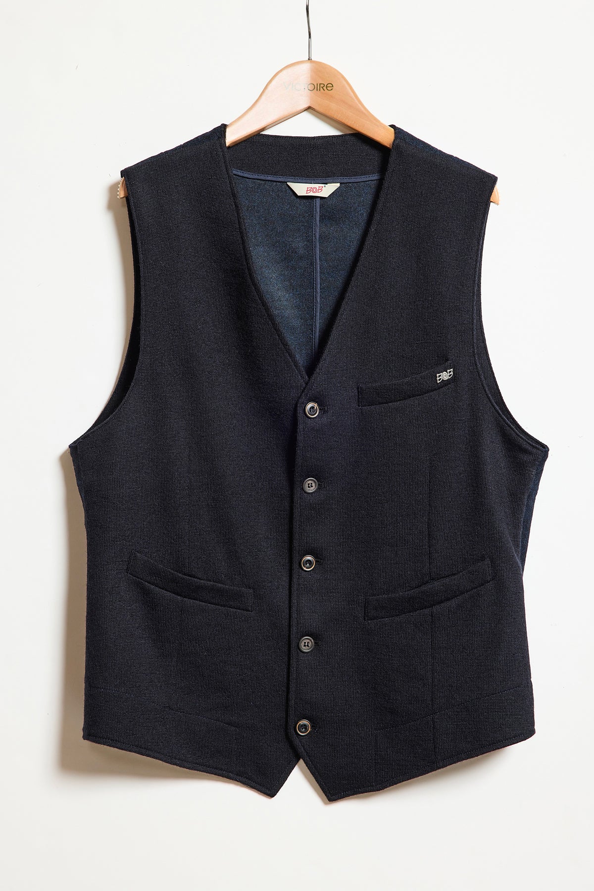 GILET EN MAILLE MERINOS MARINE