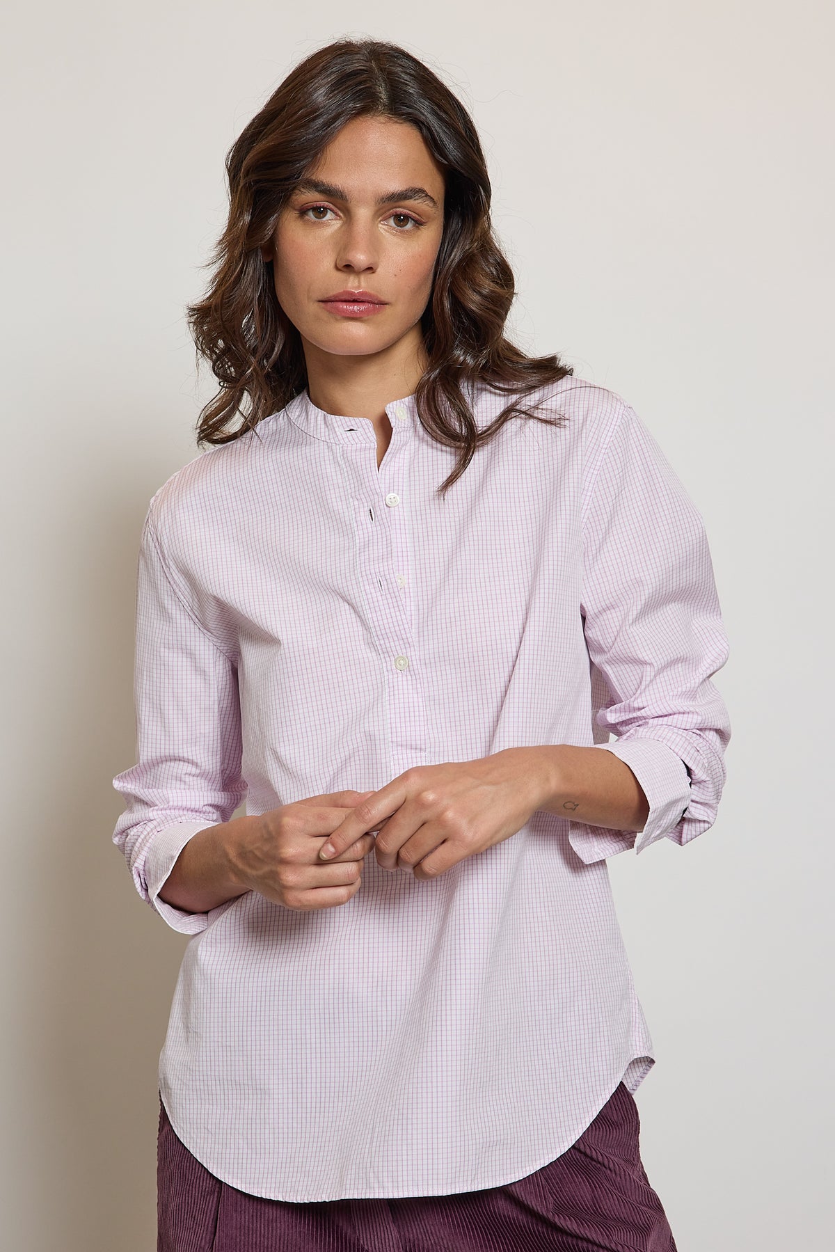 CHEMISE PORTOFINO EN POPELINE CARREAUX ROSE