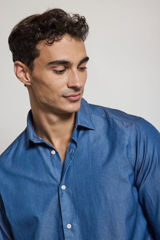 DENIM SEMI SLIM SHIRT BLUE