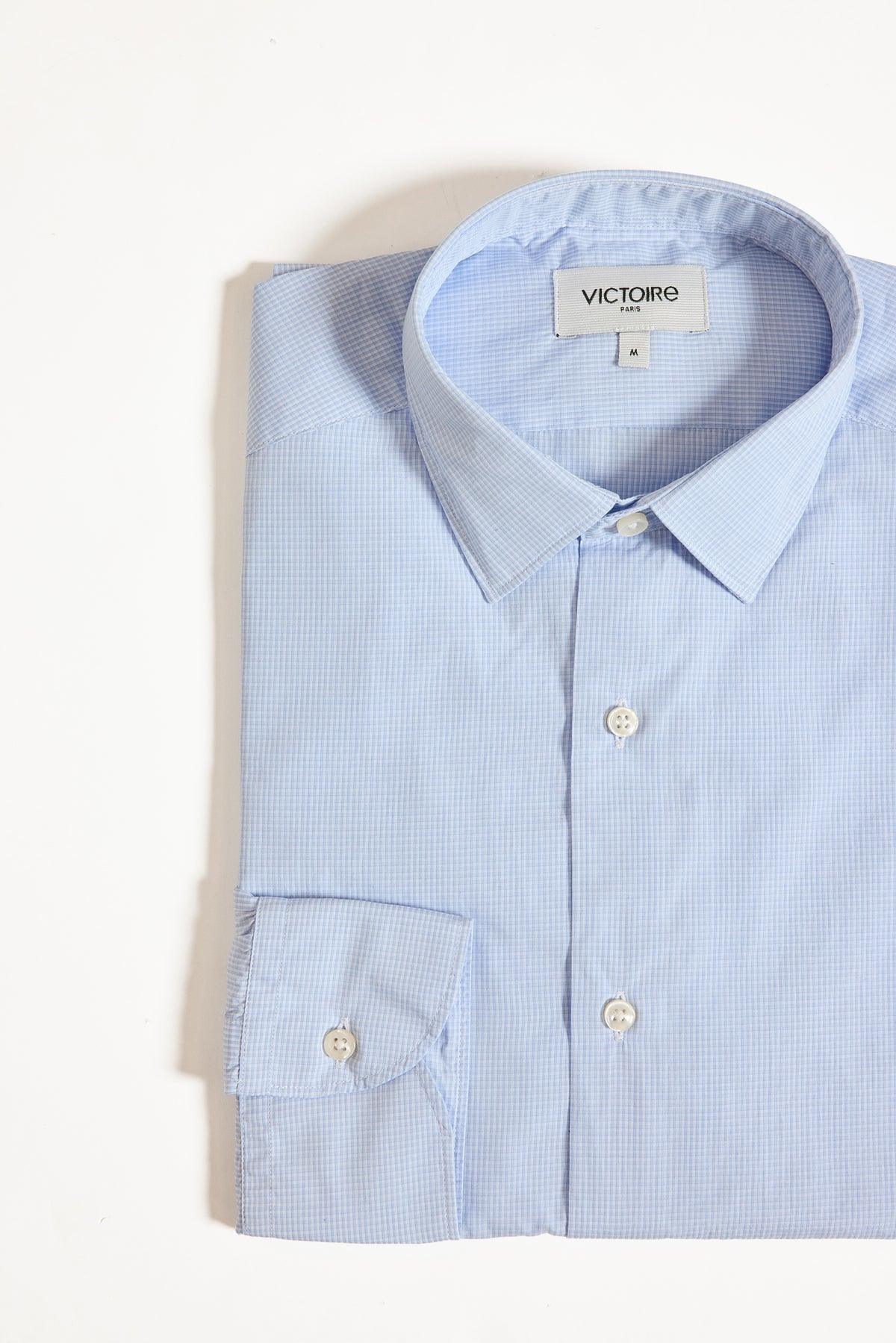 CHEMISE AJUSTÉE MINI CARREAUX CIEL
