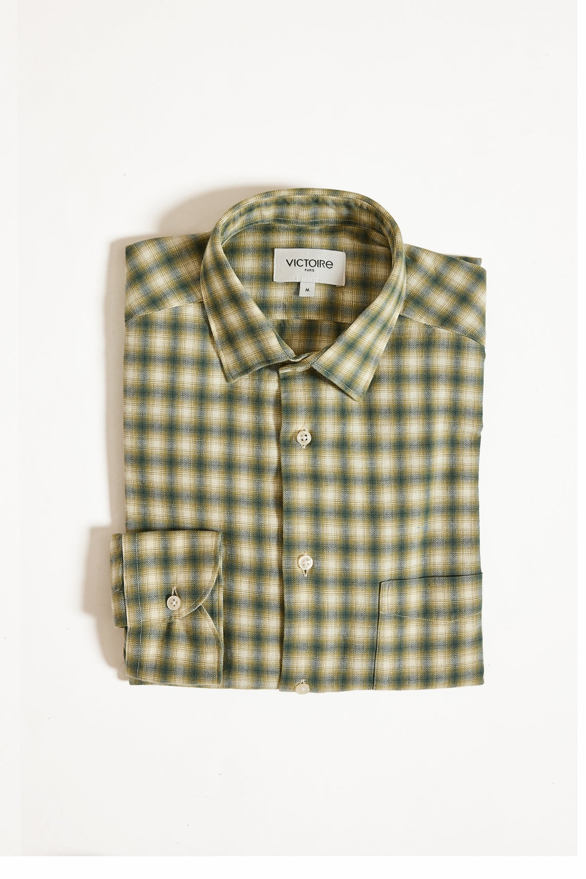 CHEMISE AJUSTÉE FLANELLE CARREAUX KAKI