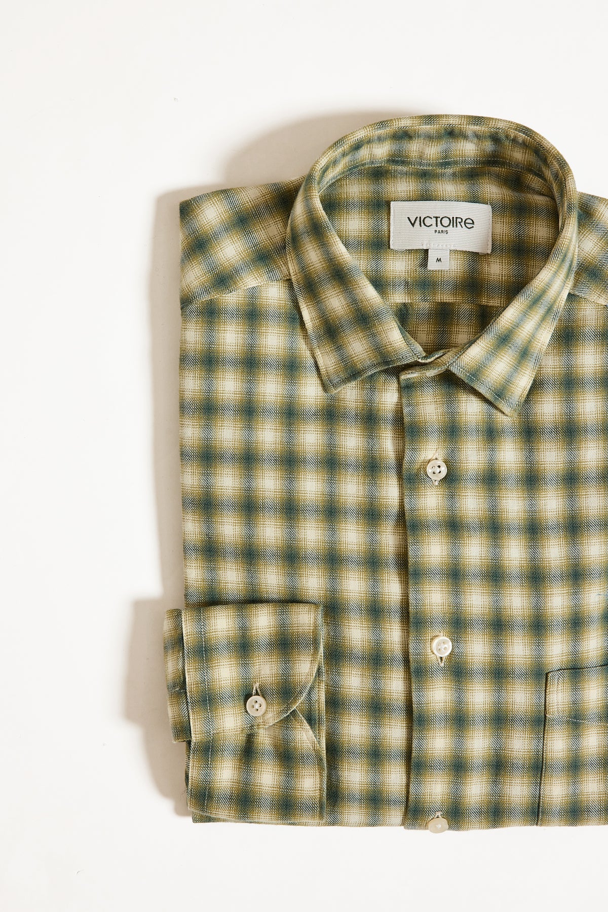 CHEMISE AJUSTÉE FLANELLE CARREAUX KAKI