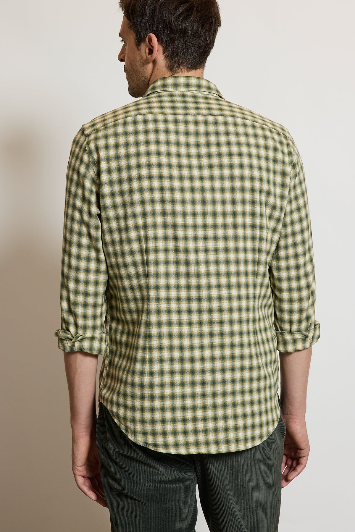CHEMISE AJUSTÉE FLANELLE CARREAUX KAKI