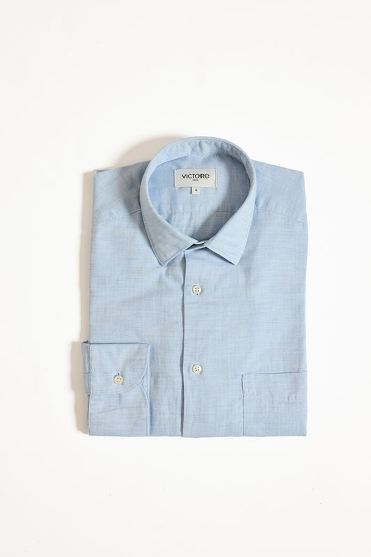 CHEMISE AJUSTÉE FLANELLE CIEL