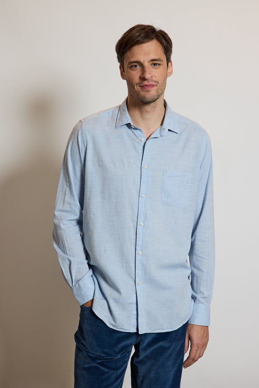 CHEMISE AJUSTÉE FLANELLE CIEL