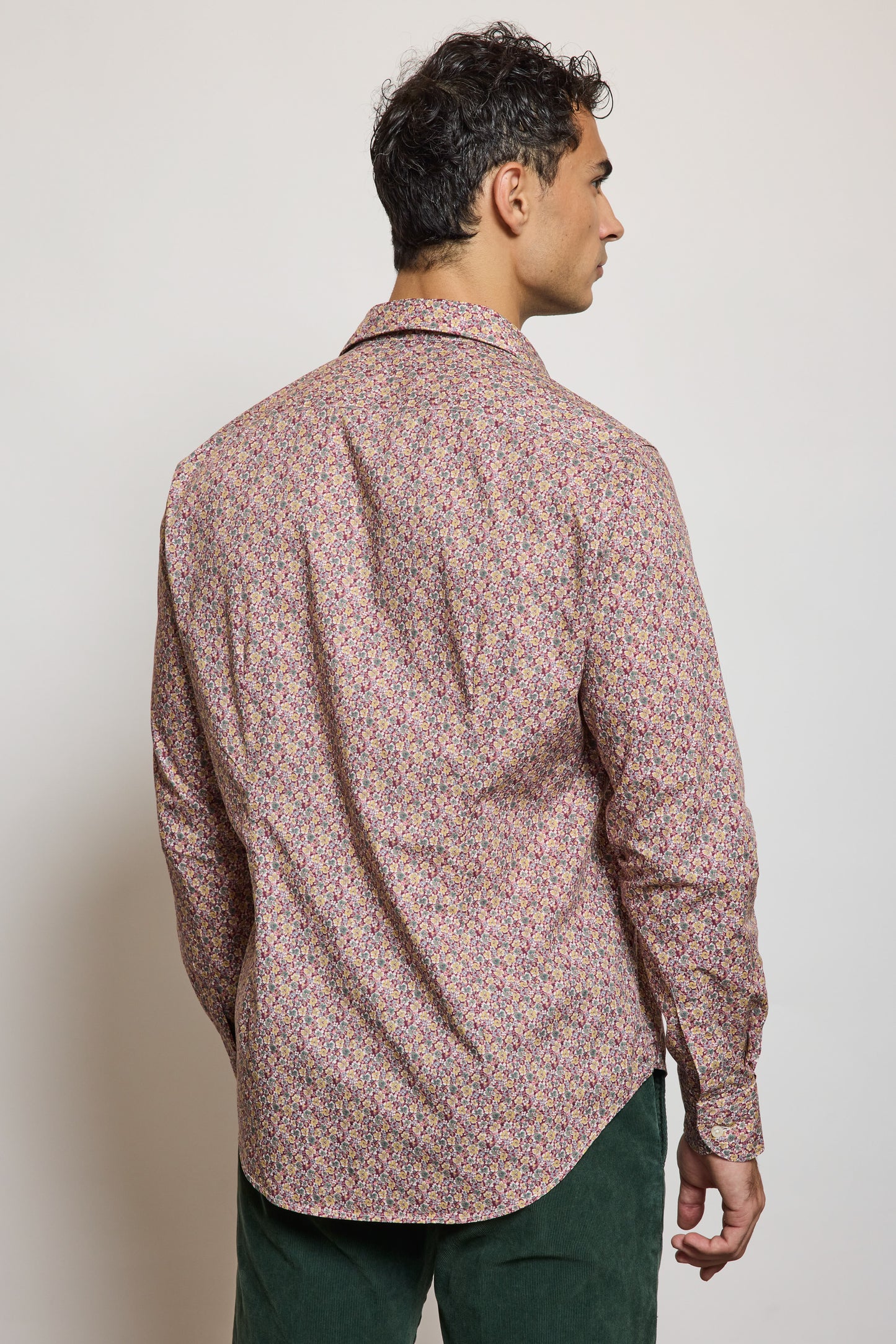 CHEMISE AJUSTÉE MILLEFLEURS BORDEAUX