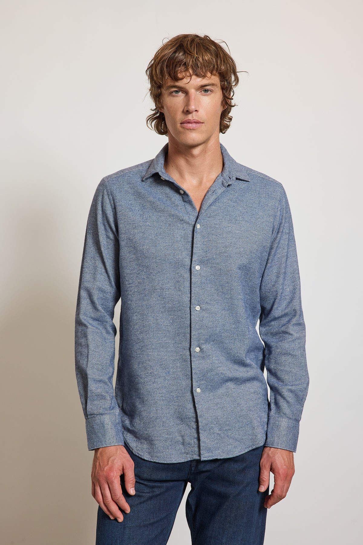 FLANNEL SEMI SLIM SHIRT BLUE