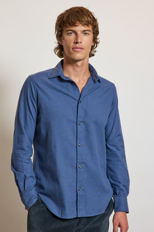 CHEMISE AJUSTÉE PILOU CARREAUX BLEUS