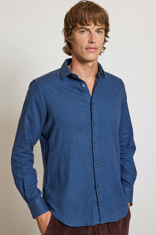 FLANNEL SEMI SLIM SHIRT INDIGO