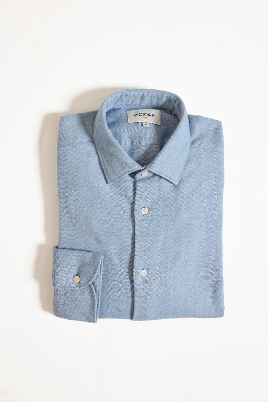 FLANNEL SEMI SLIM SHIRT BLUE