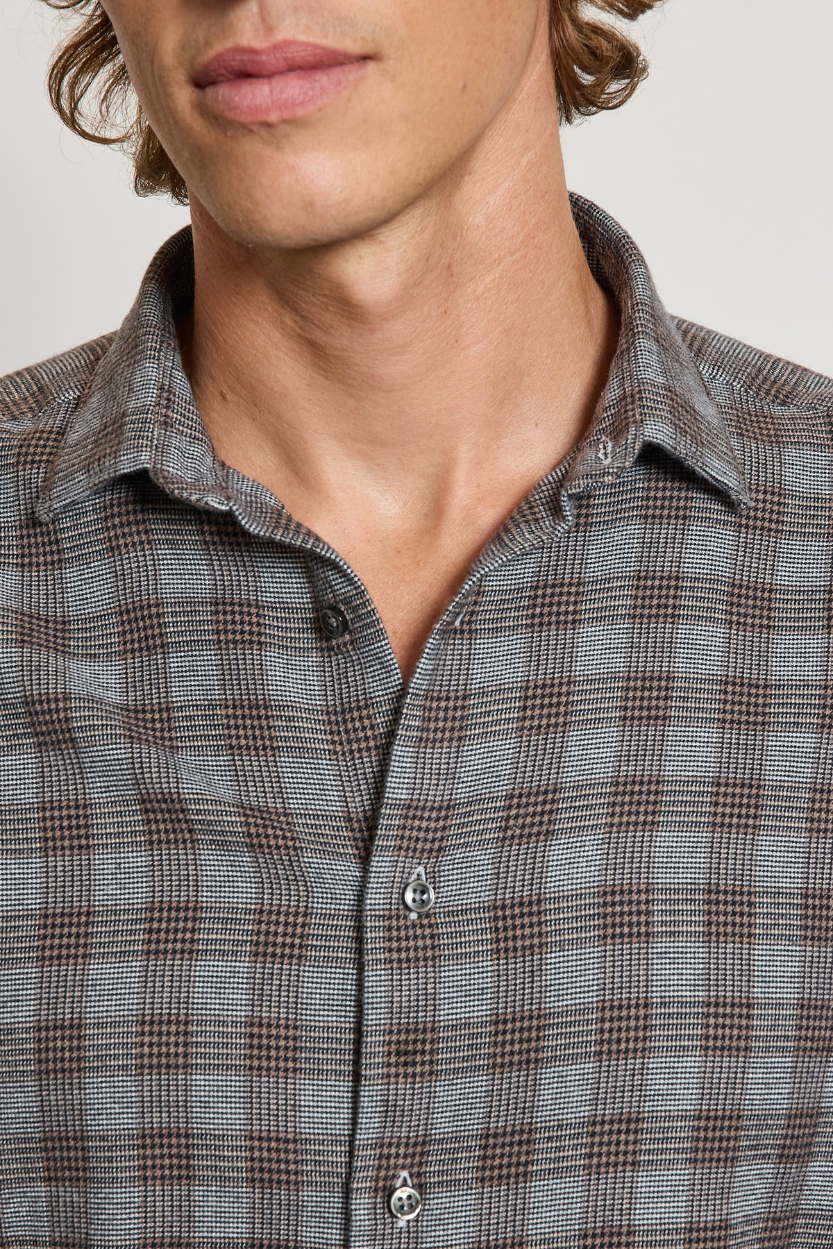 CHEMISE AJUSTÉE PILOU TARTAN TAUPE