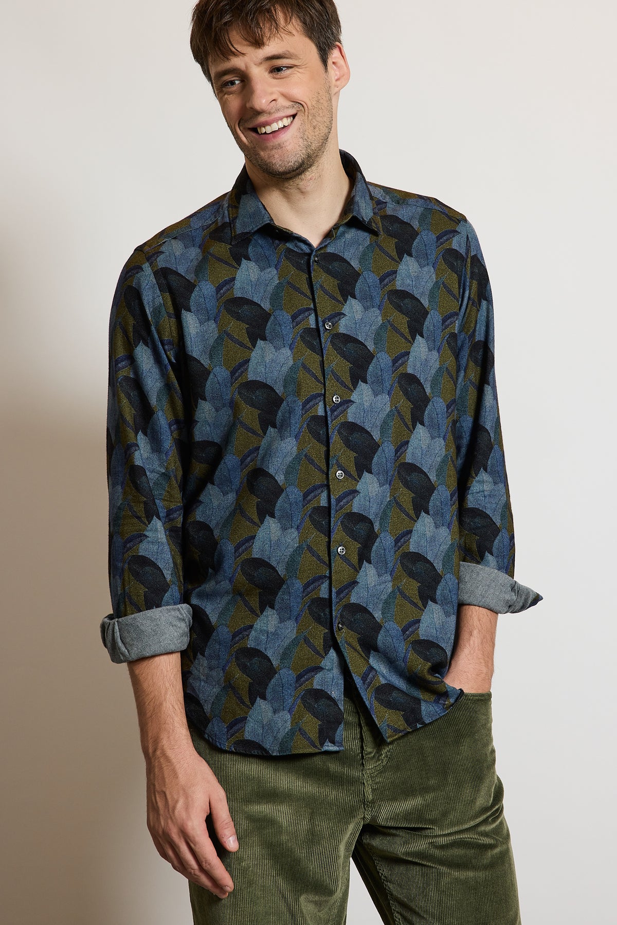 FLANNEL SEMI SLIM SHIRT LEAVES
