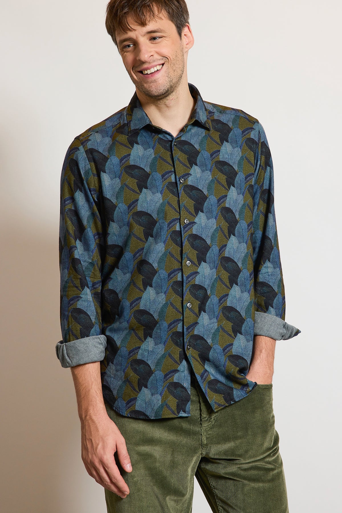 FLANNEL SEMI SLIM SHIRT LEAVES