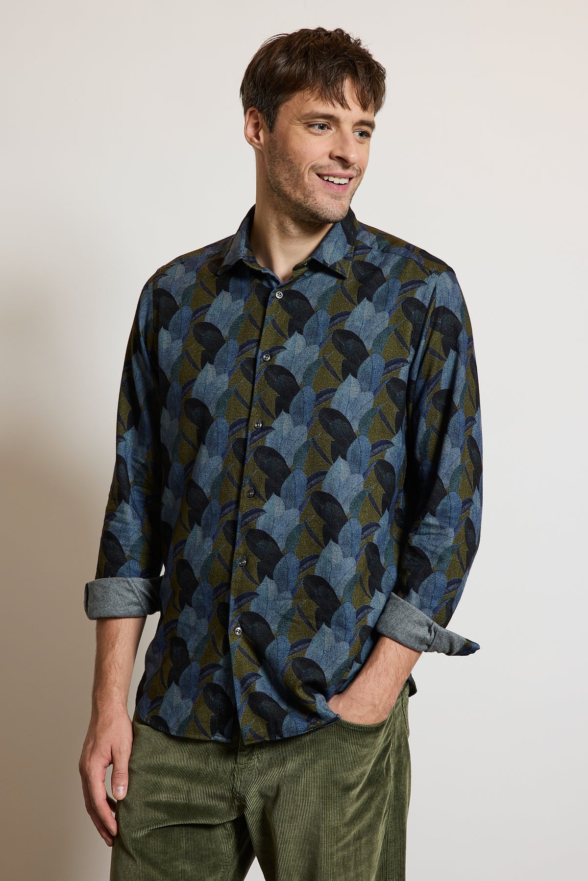 FLANNEL SEMI SLIM SHIRT LEAVES
