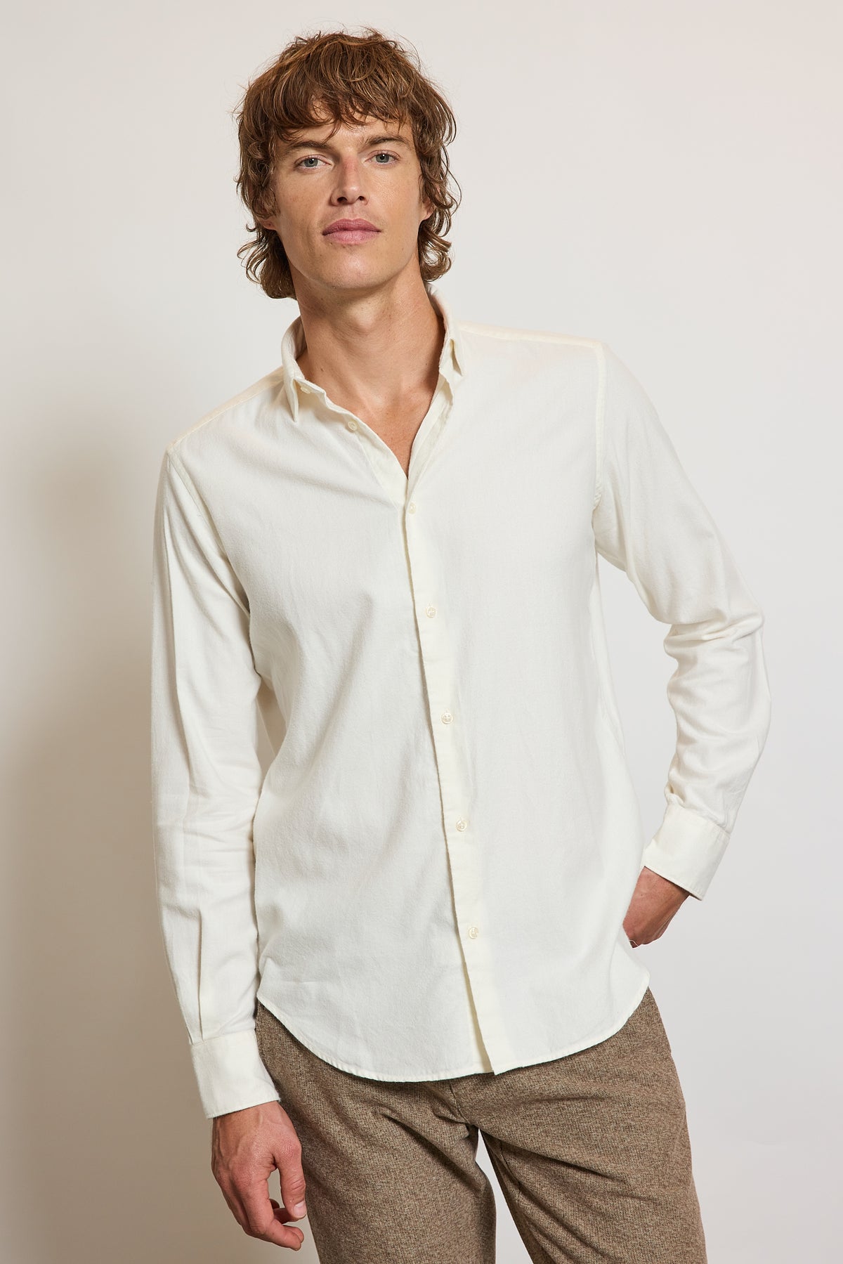 SEMI SLIM SHIRT CASHMERE WHITE