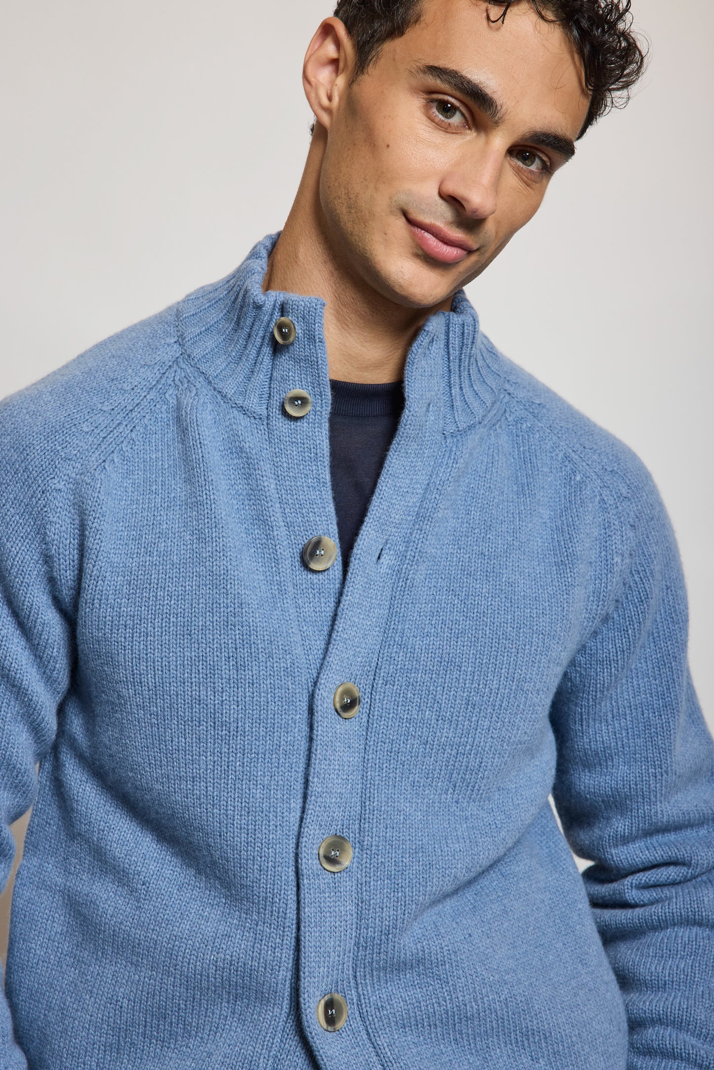 CARDIGAN EN LAINE CIEL