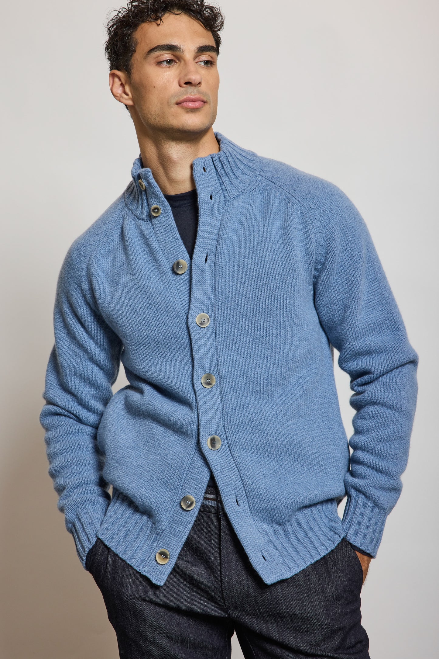 CARDIGAN EN LAINE CIEL