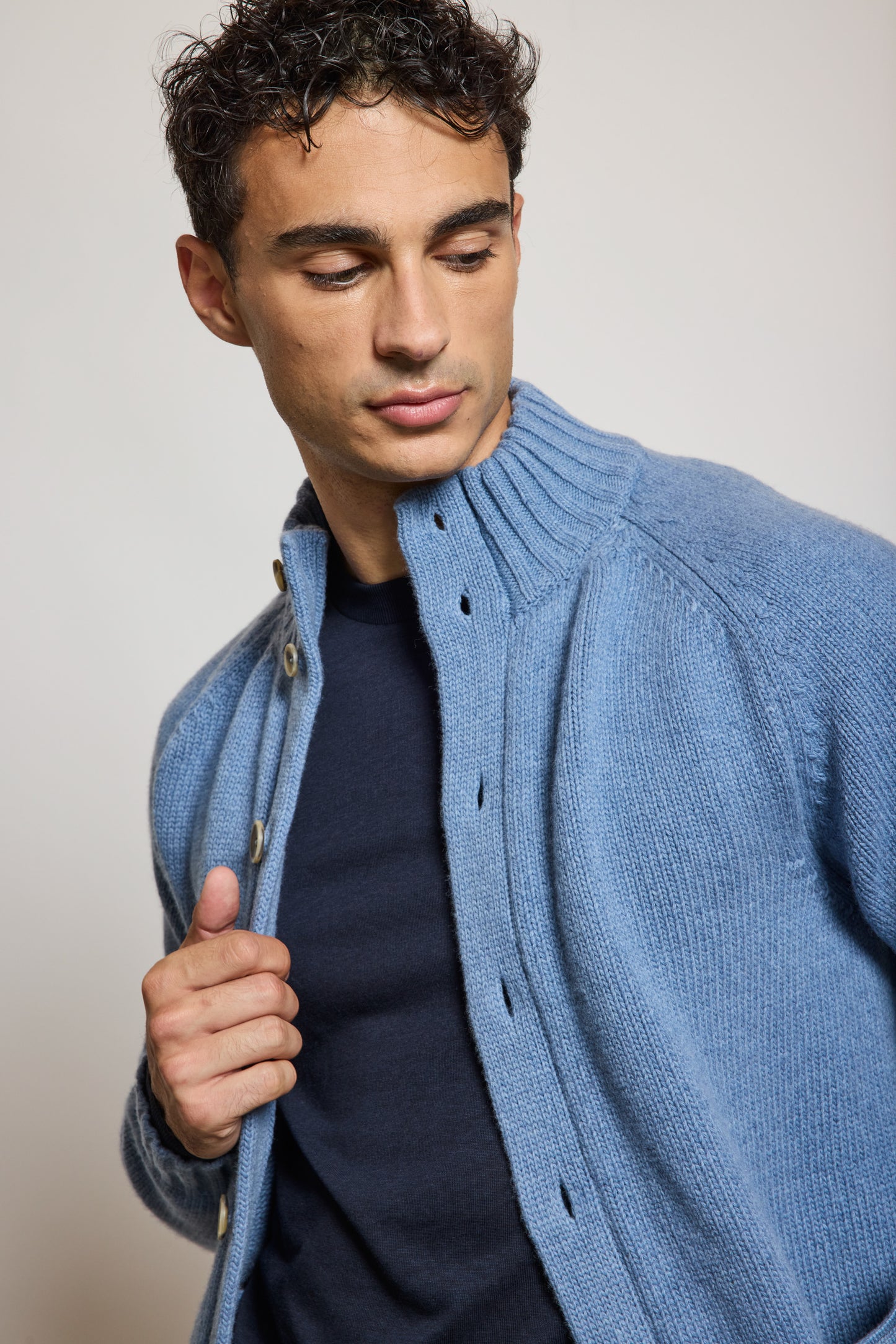 CARDIGAN EN LAINE CIEL
