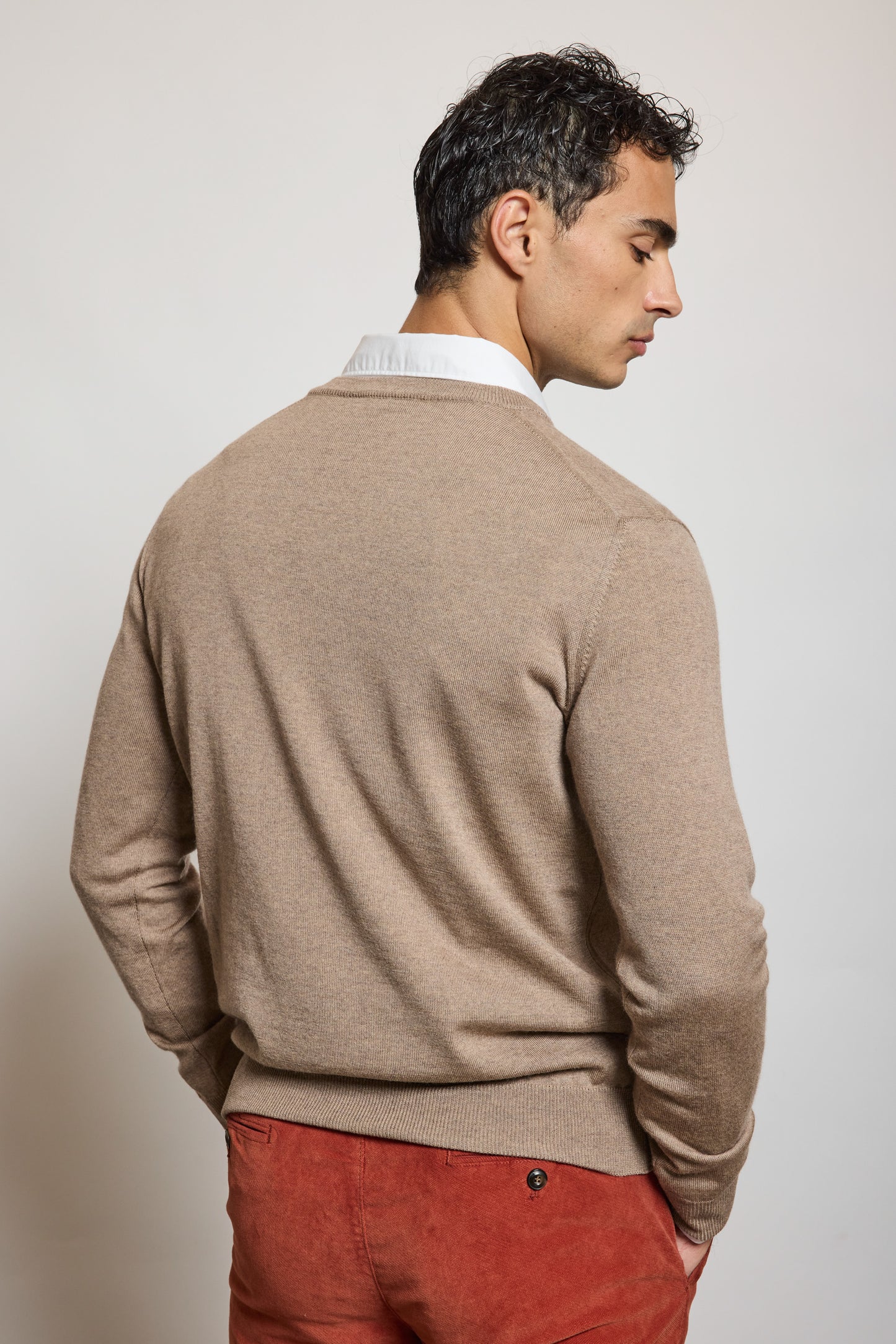 PULL V EN LAINE BEIGE