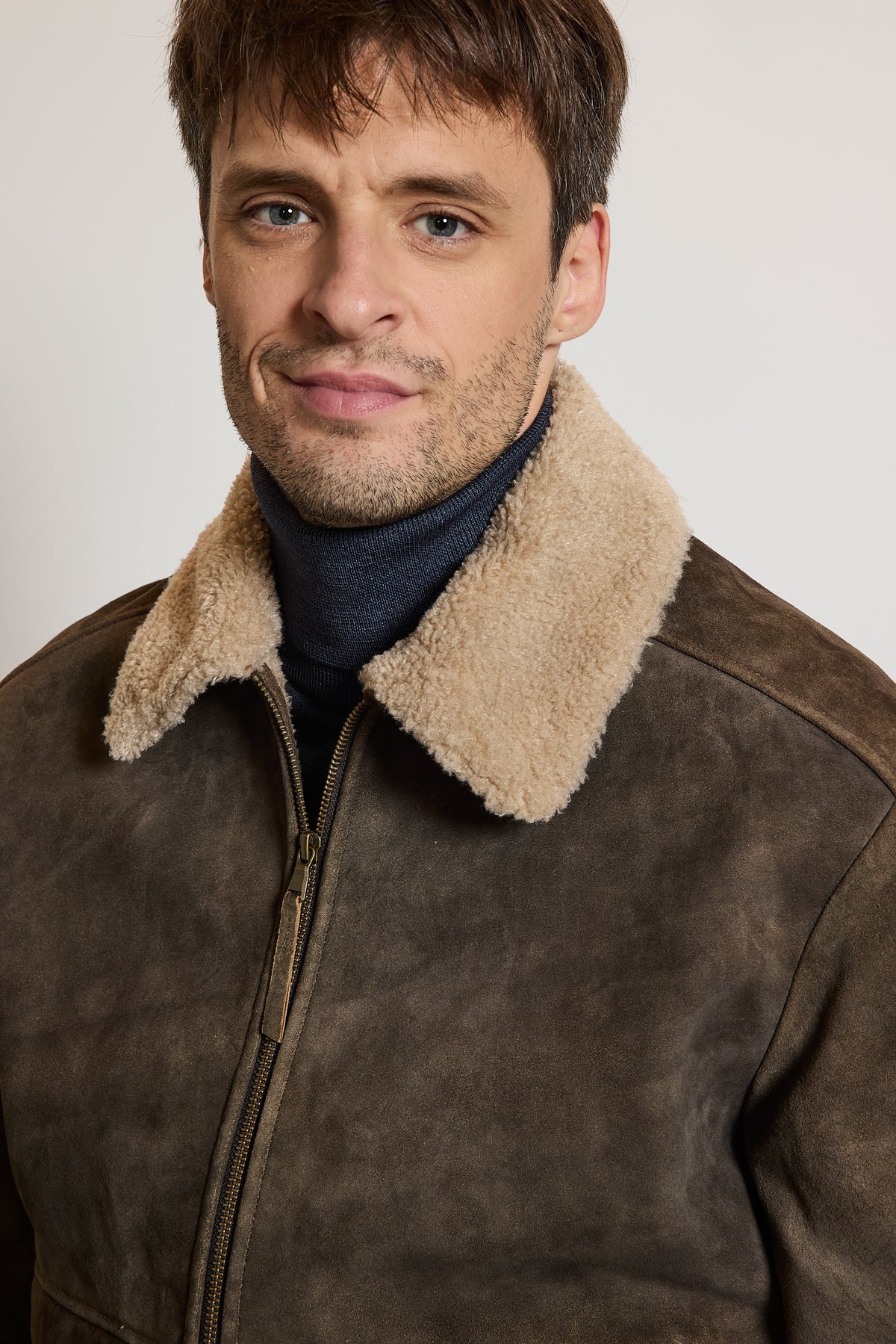 BLOUSON AVIATOR FOURRÉ TAUPE