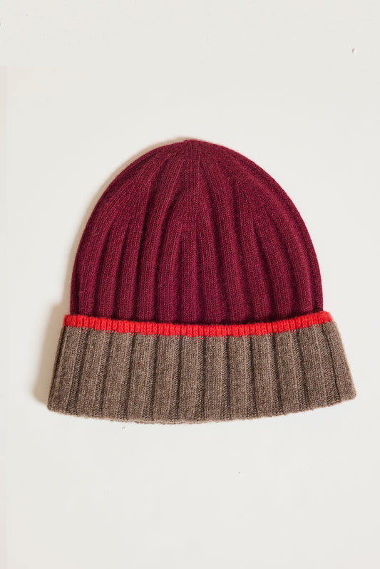 BONNET TRICOLORE BORDEAUX