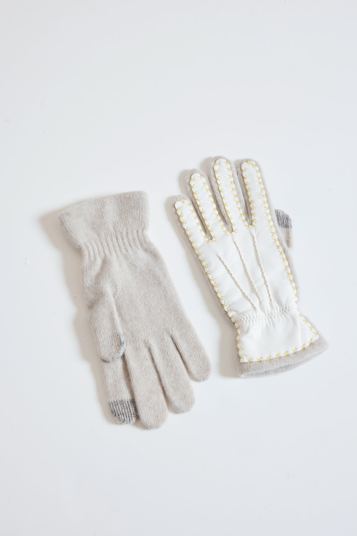 GANTS BI-MATIÈRE BEIGE