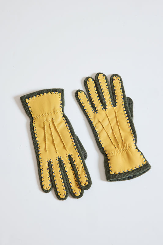 GANTS BI-MATIÈRE KAKI