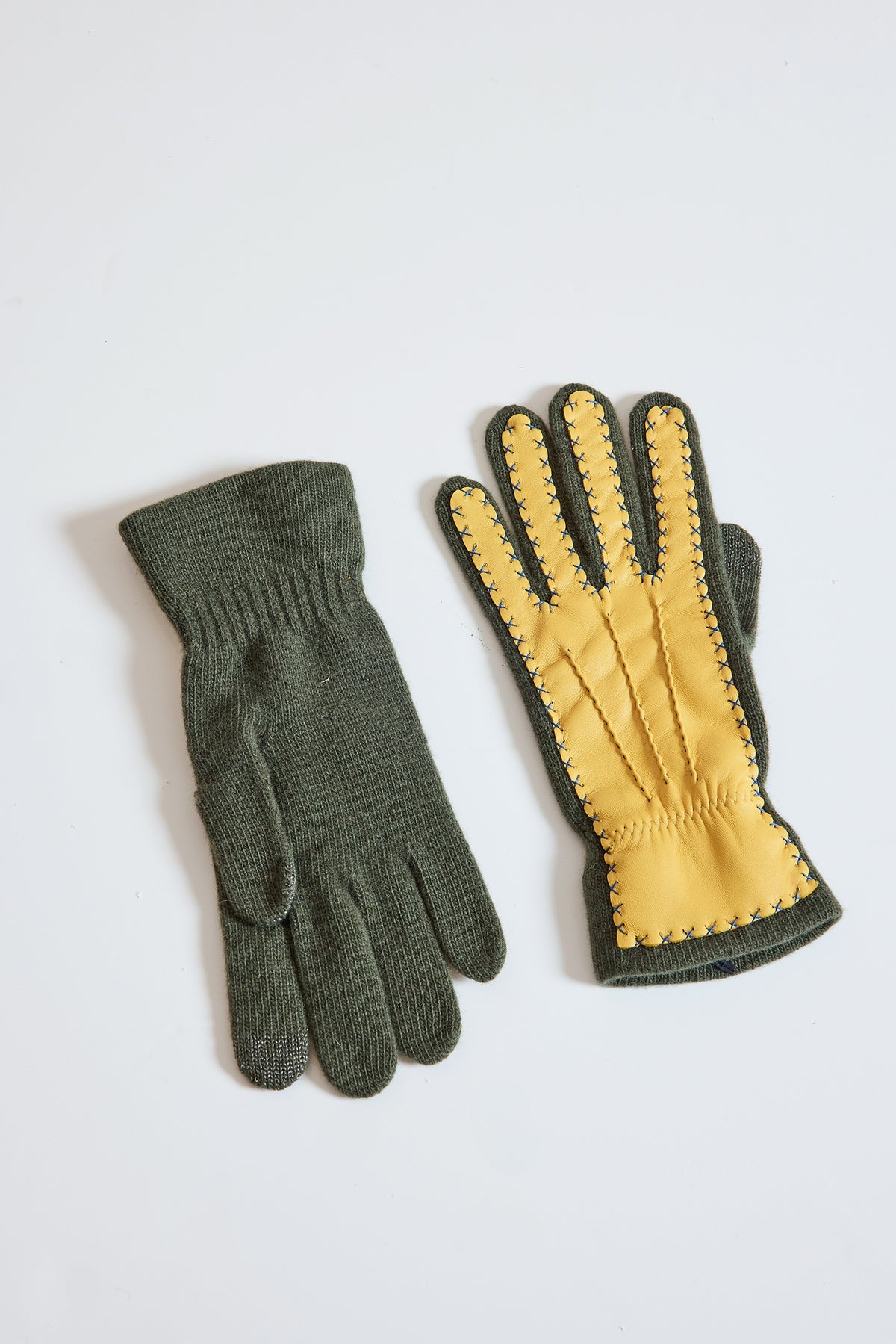 GANTS BI-MATIÈRE KAKI