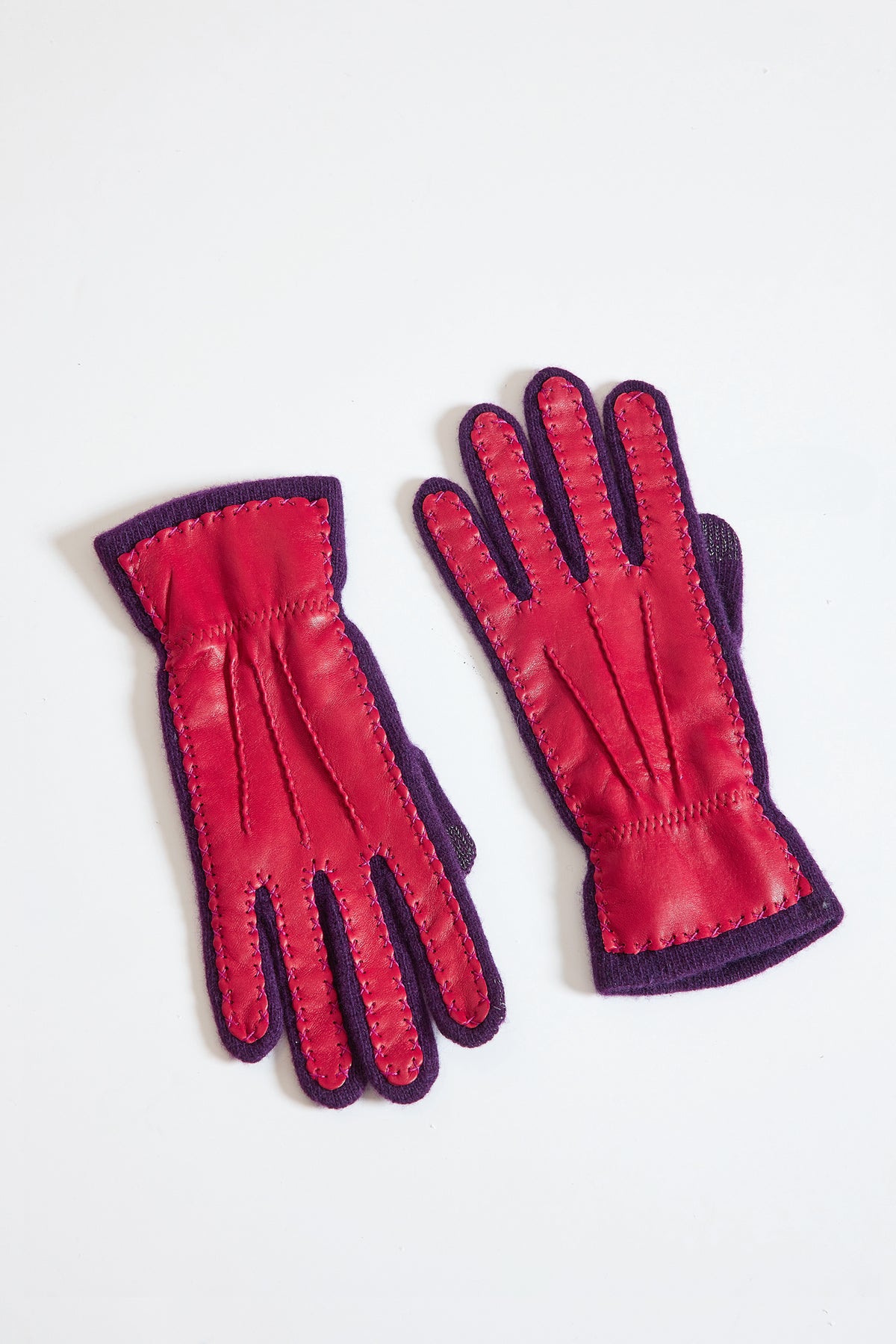 GANTS BI-MATIÈRE PRUNE