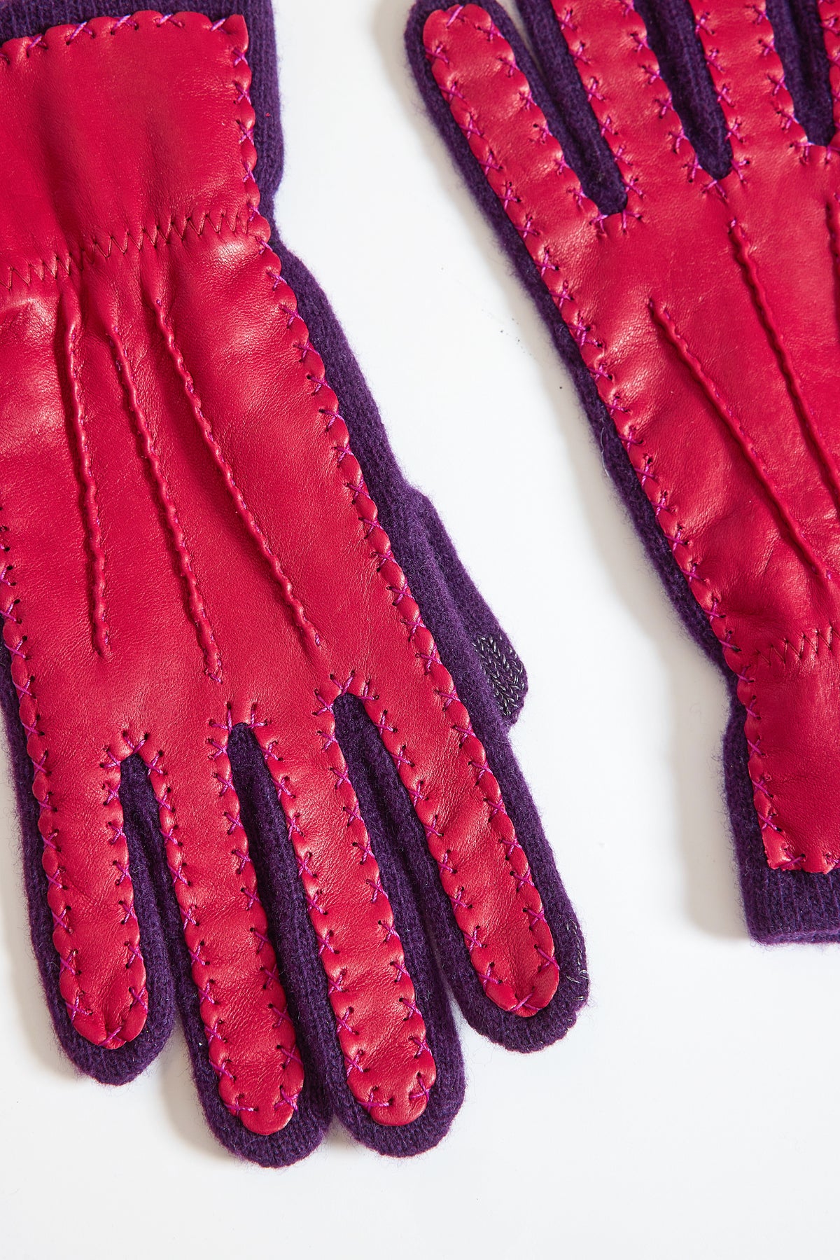 GANTS BI-MATIÈRE PRUNE