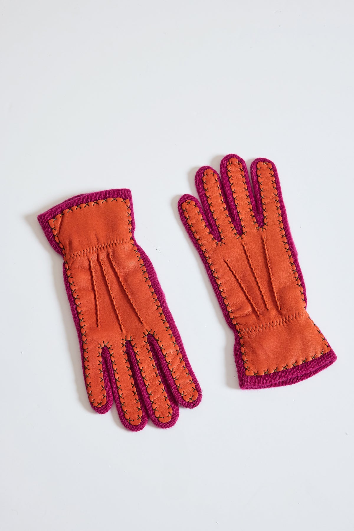 GANTS BI-MATIÈRE ROSE