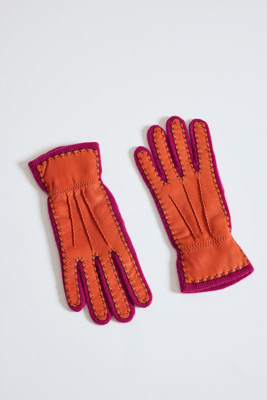GANTS BI-MATIÈRE ROSE