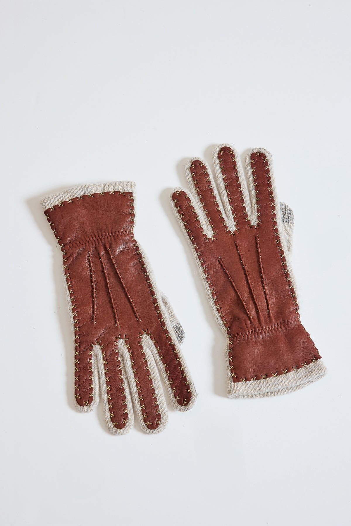 GANTS BI-MATIÈRE LUREX BEIGE