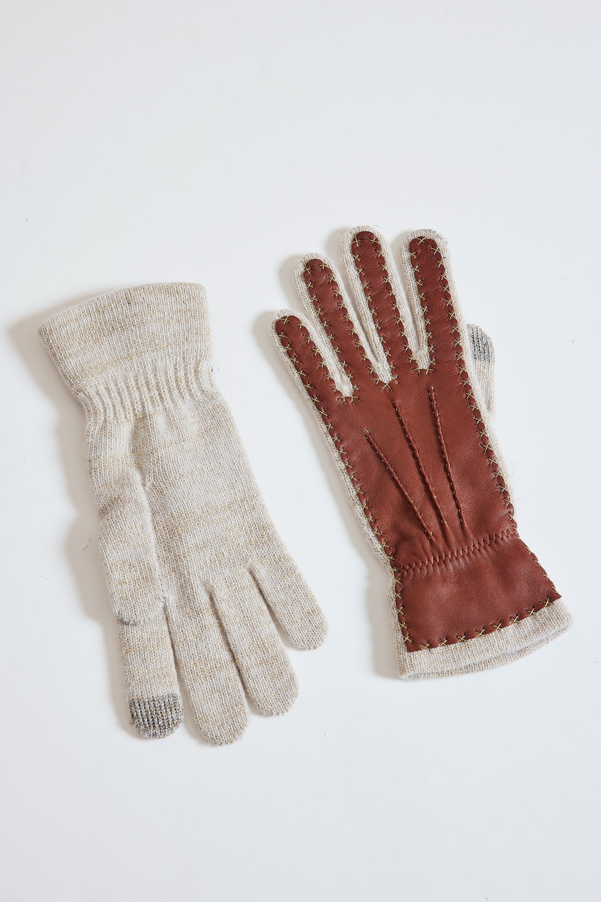GANTS BI-MATIÈRE LUREX BEIGE