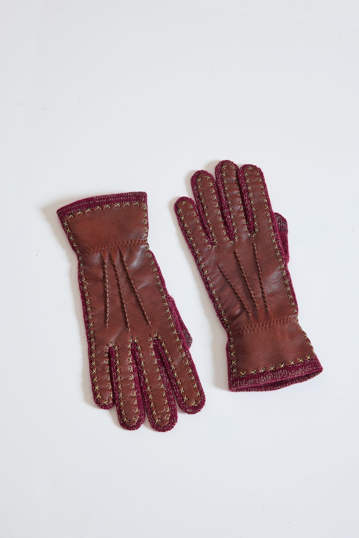 GANTS BI-MATIÈRE LUREX BORDEAUX