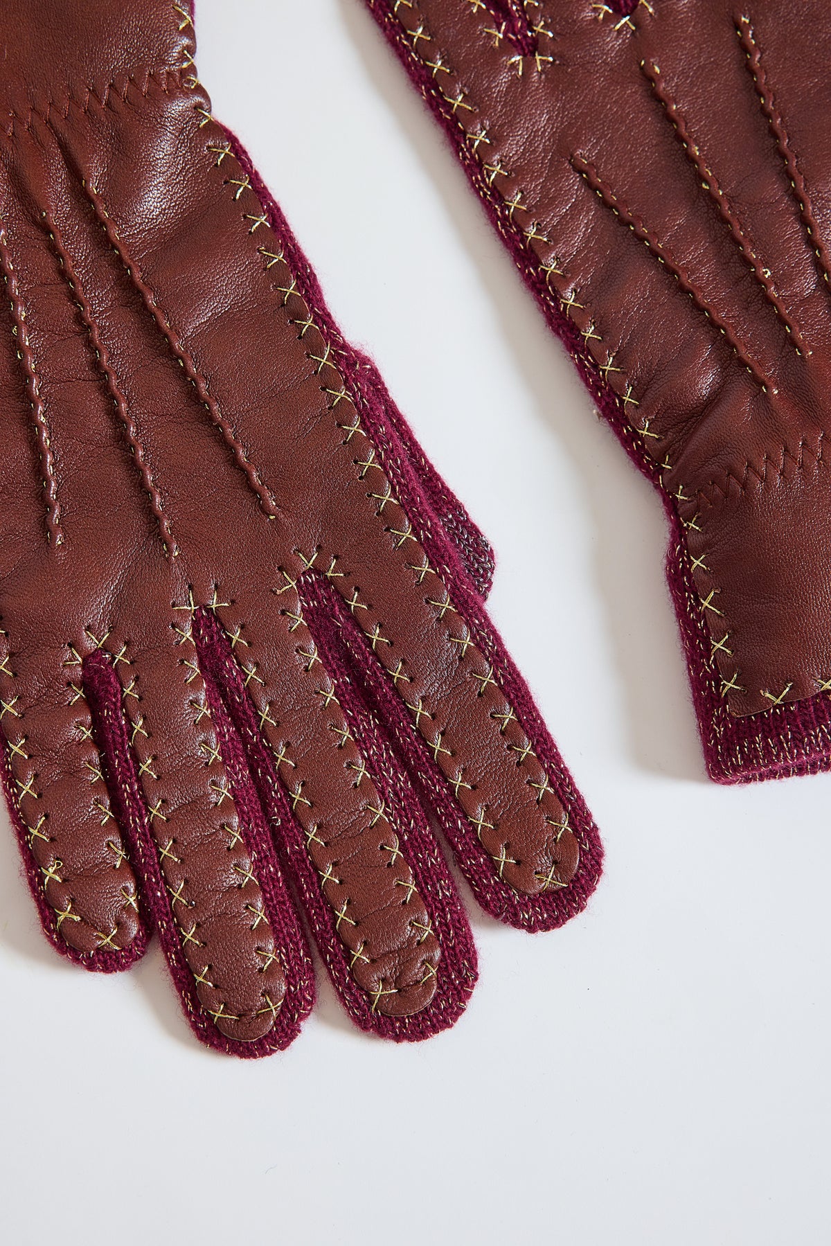 GANTS BI-MATIÈRE LUREX BORDEAUX