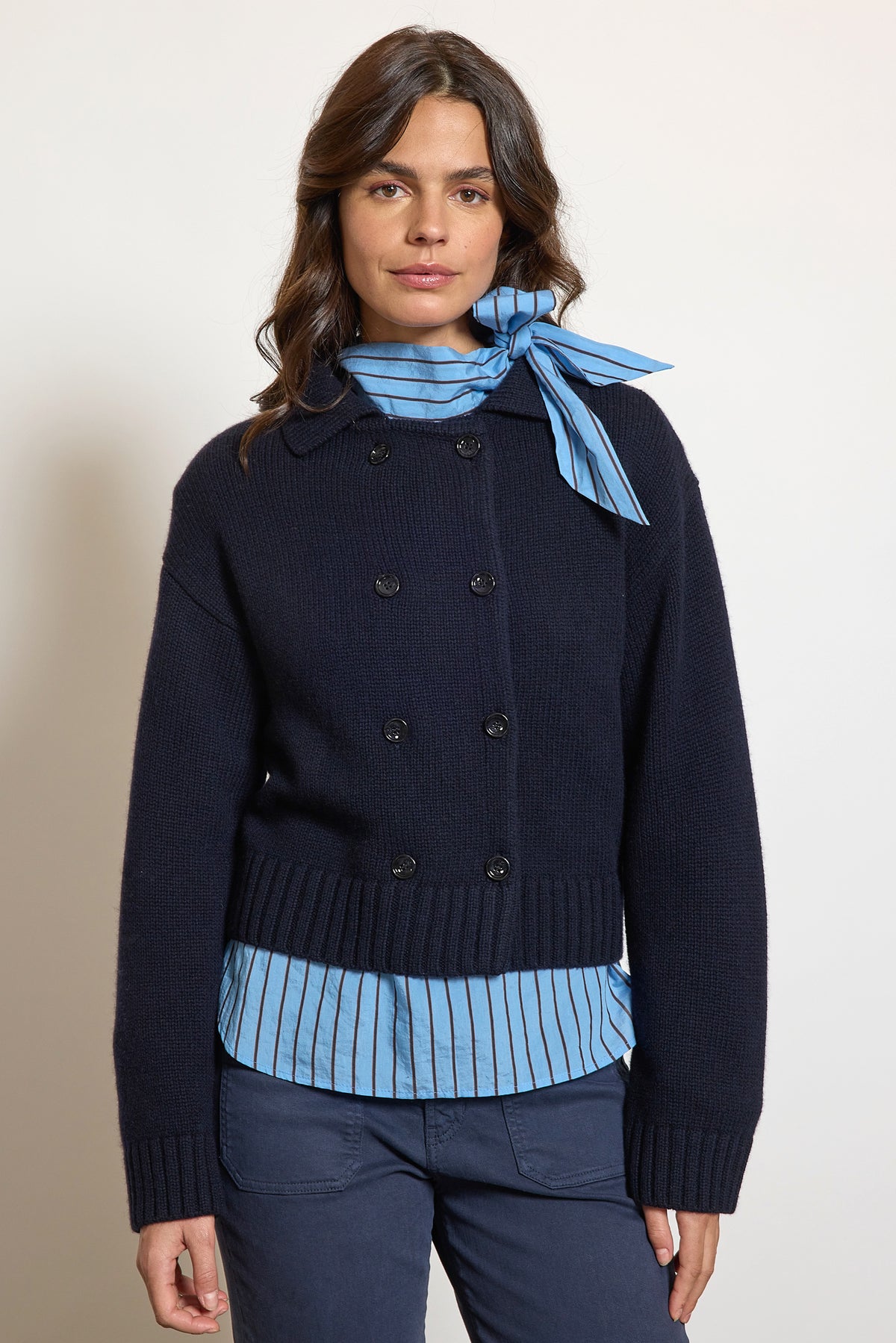CARDIGAN DOUBLE BOUTONS MARINE