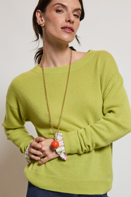 SWEATER COLLAR ROUND LIME