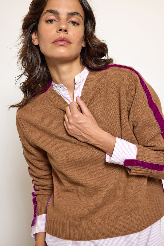 SWEATER WITH VELVET CAMEL