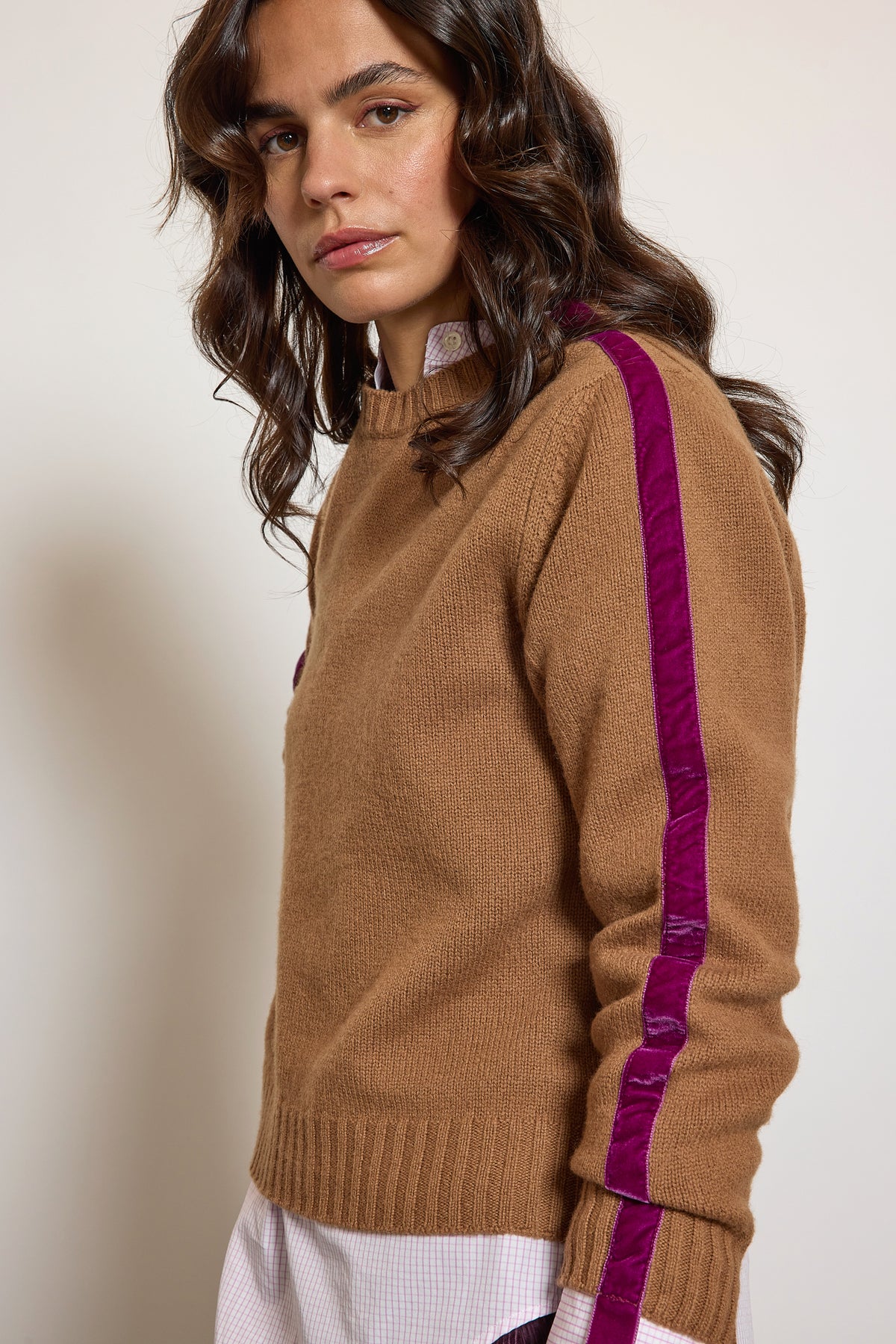 SWEATER WITH VELVET CAMEL