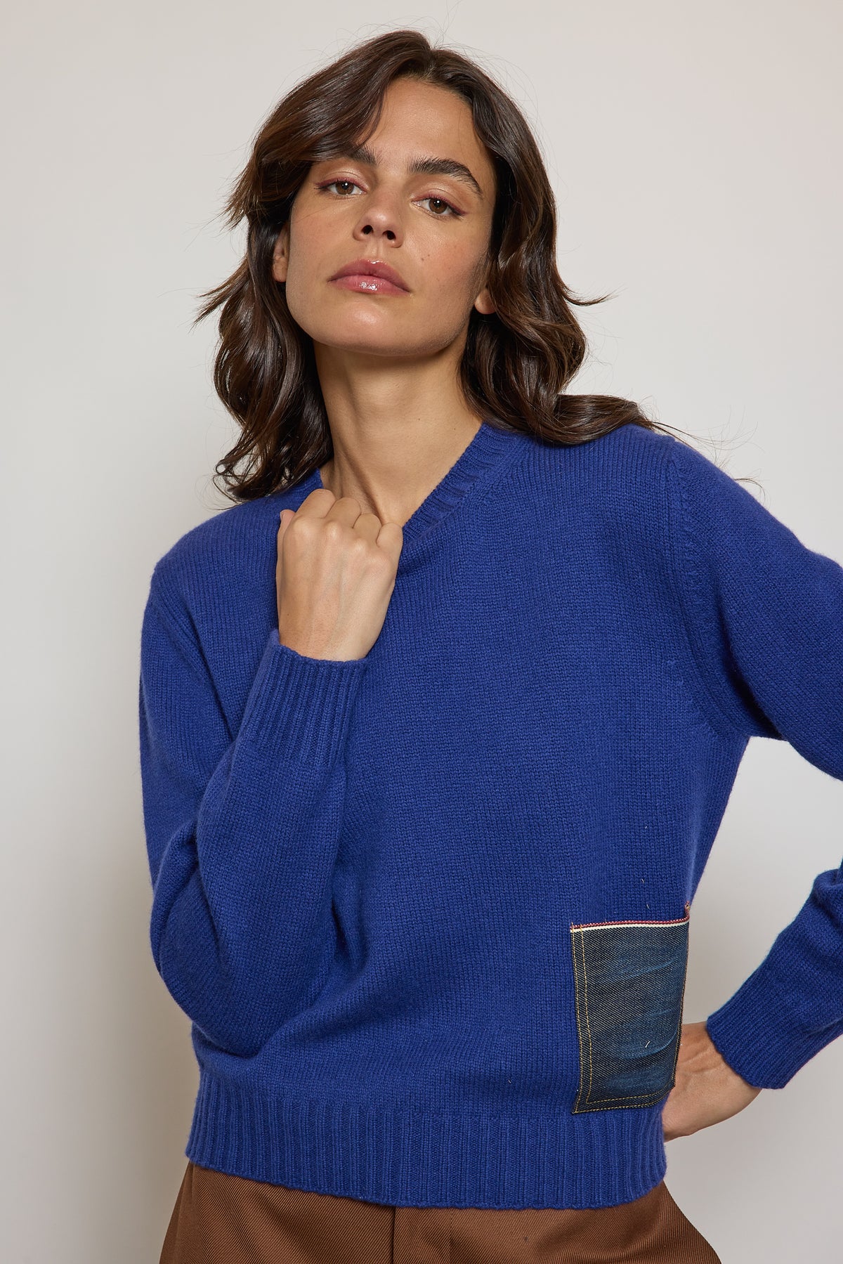 SWEATER WITH JEANS POCKET BLUE