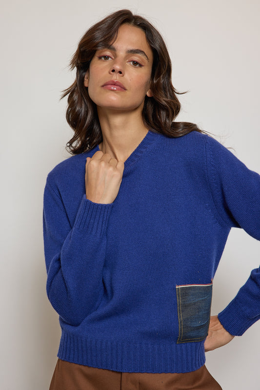 SWEATER WITH JEANS POCKET BLUE
