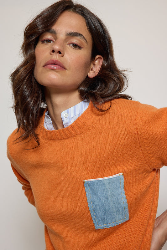 SWEATER WITH JEANS POCKET ORANGE
