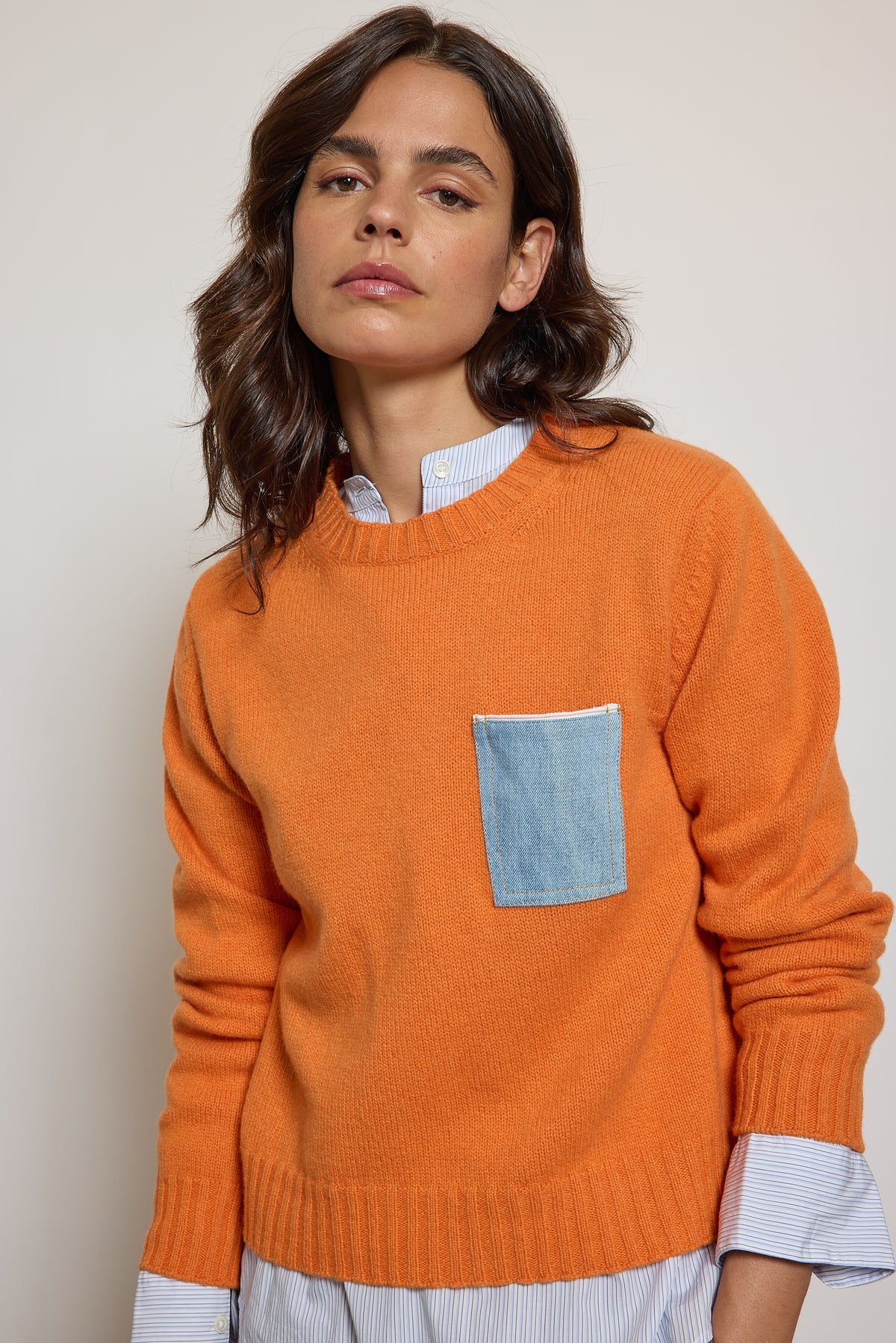 SWEATER WITH JEANS POCKET ORANGE