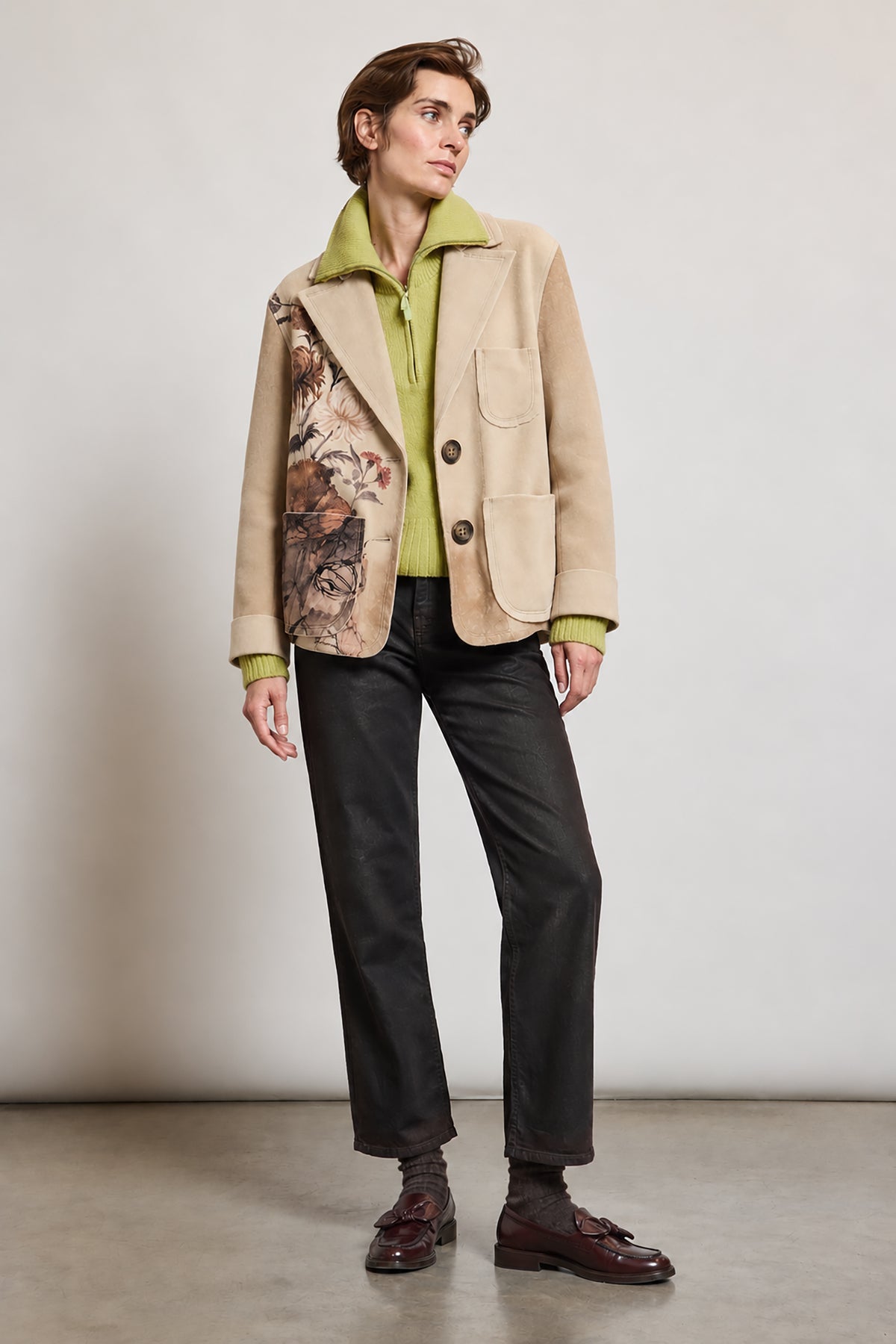 VESTE À FLEURS BEIGE