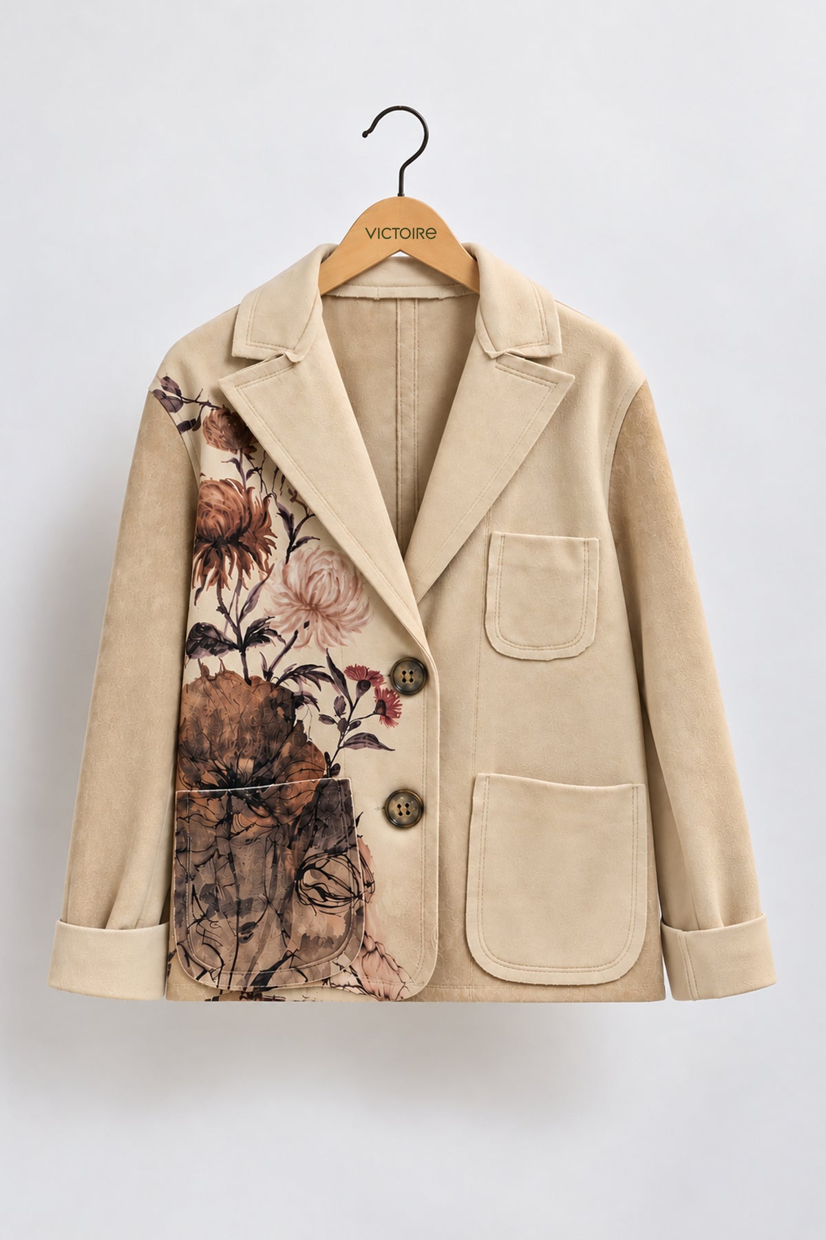 VESTE À FLEURS BEIGE