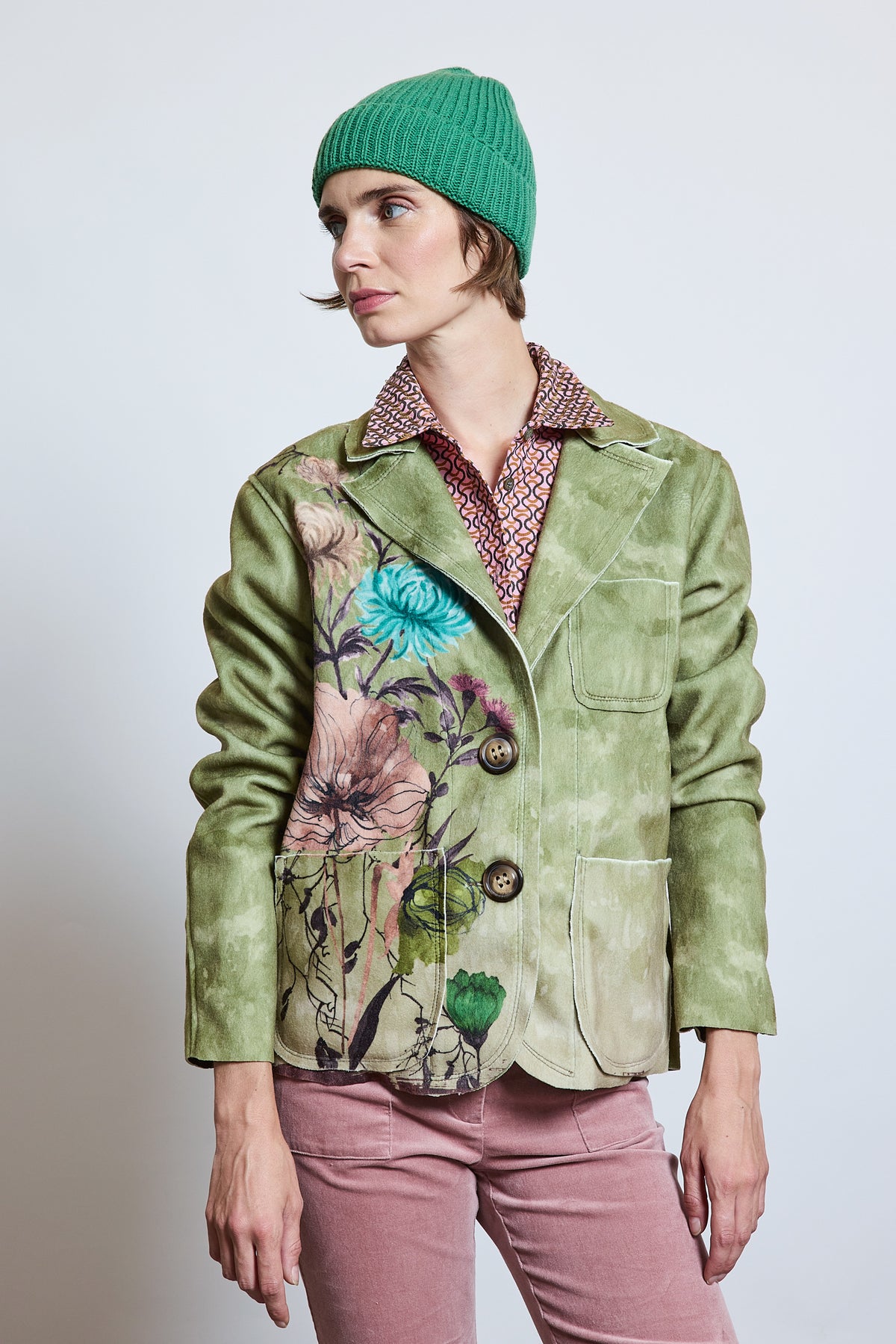FLOWERS JACKET GREEN