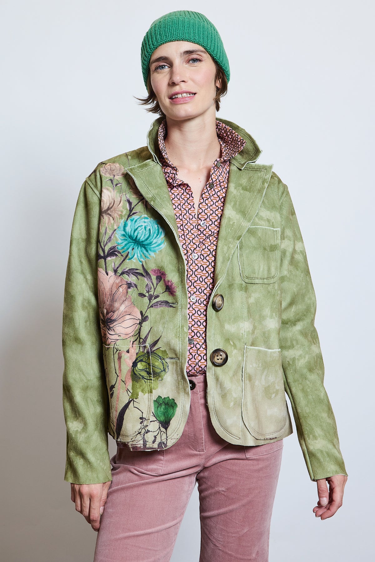 FLOWERS JACKET GREEN