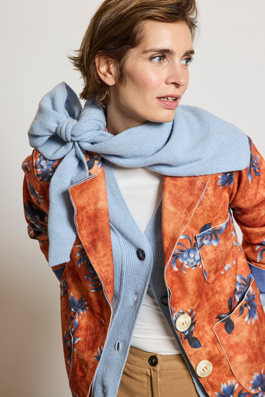 VESTE À FLEURS BRIQUE