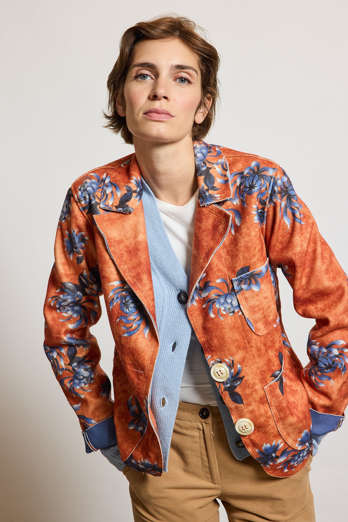 FLOWERS JACKET BRICK